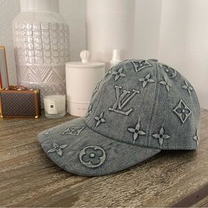 Louis Vuitton Monogram Embossed Washed Denim Hat NWOT